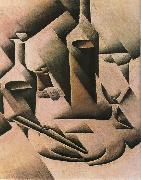 Still life botrtle and knife Juan Gris